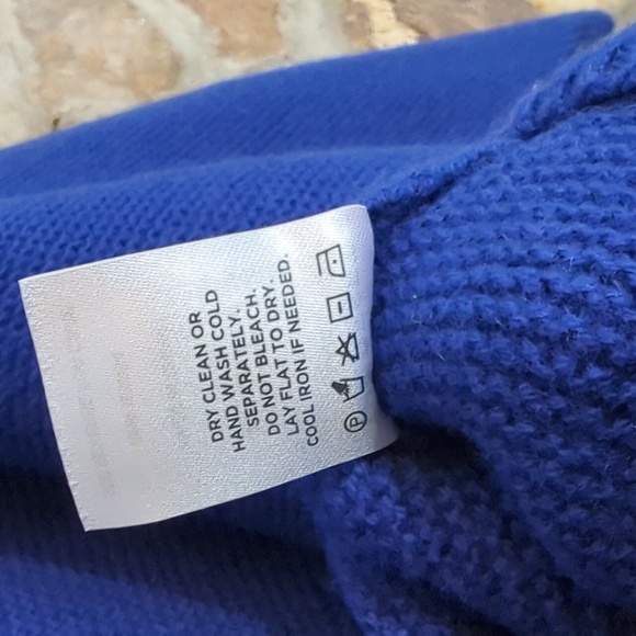 The Reset R Label Wool Cashmere Blend Sapphire Blue Sweater Funnel Mock Neck - Picture 7 of 10